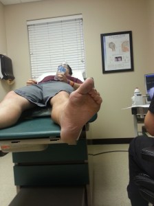 Notice that the bottom of my foot ain't got no needle in it