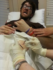 The Stick. Primary emotion - rage. Like I said in the previous pic, getting poked doesn't bother me. If I recall, I was so upset on this particular occasion because they didn't have any "Where's Waldo" books in this exam room.